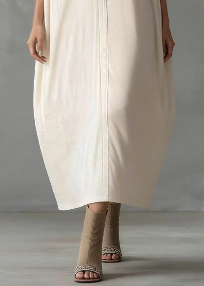 Style White Oversized Wrinkled Cotton Robe Dresses Batwing Sleeve