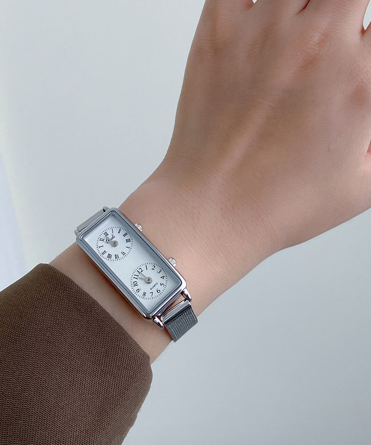 Style White Stainless Steel Quartz Movement Hardlex Crystal Watches