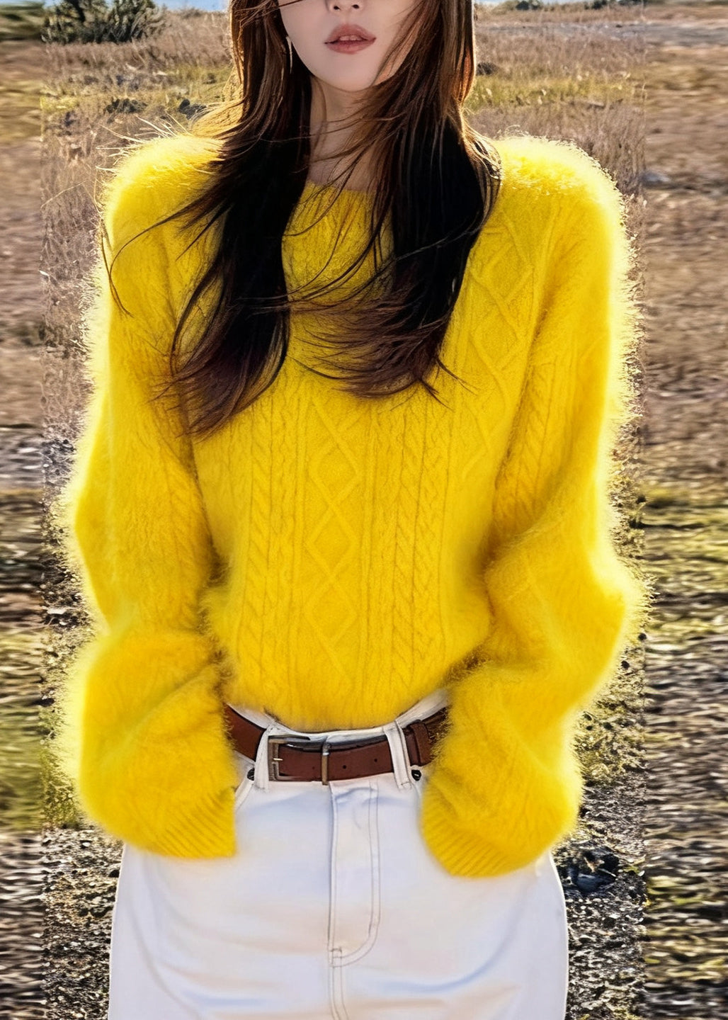 Style Yellow Oversized Warm Cozy Sweaters Winter