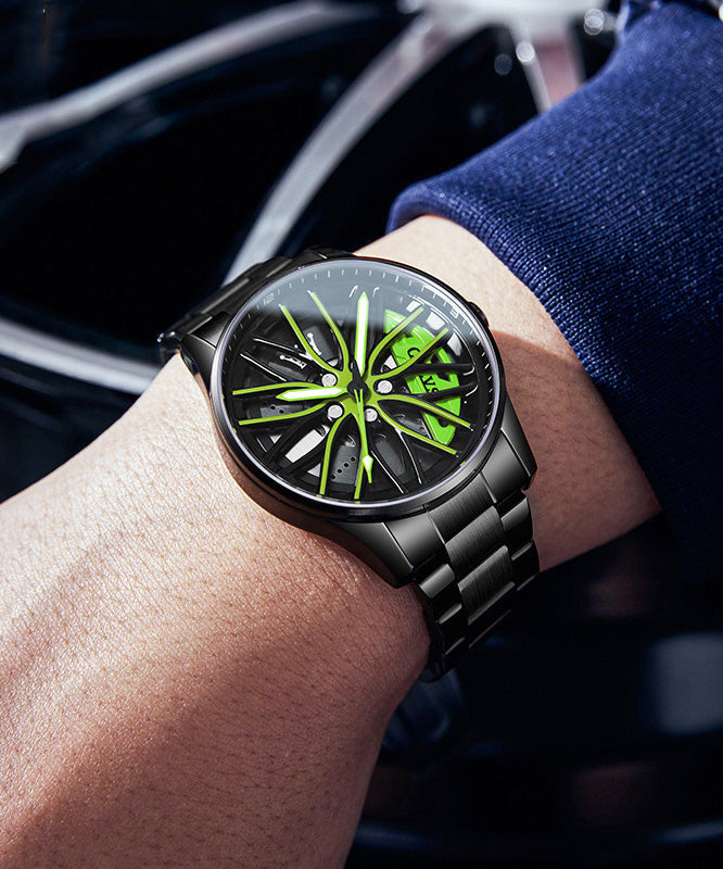 Style Yellow Stainless Steel Quartz Movement Waterproof Watch