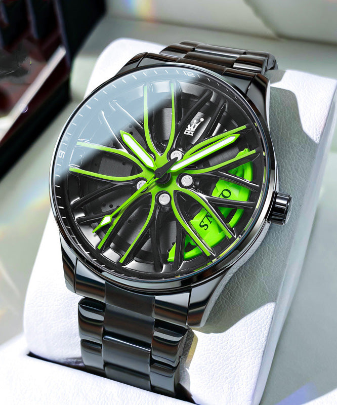 Style Yellow Stainless Steel Quartz Movement Waterproof Watch
