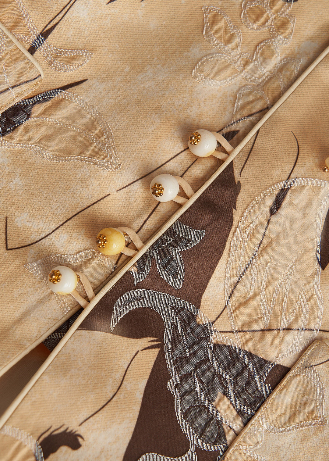 Style Yellow Tasseled Jacquard Silk Coats Fall