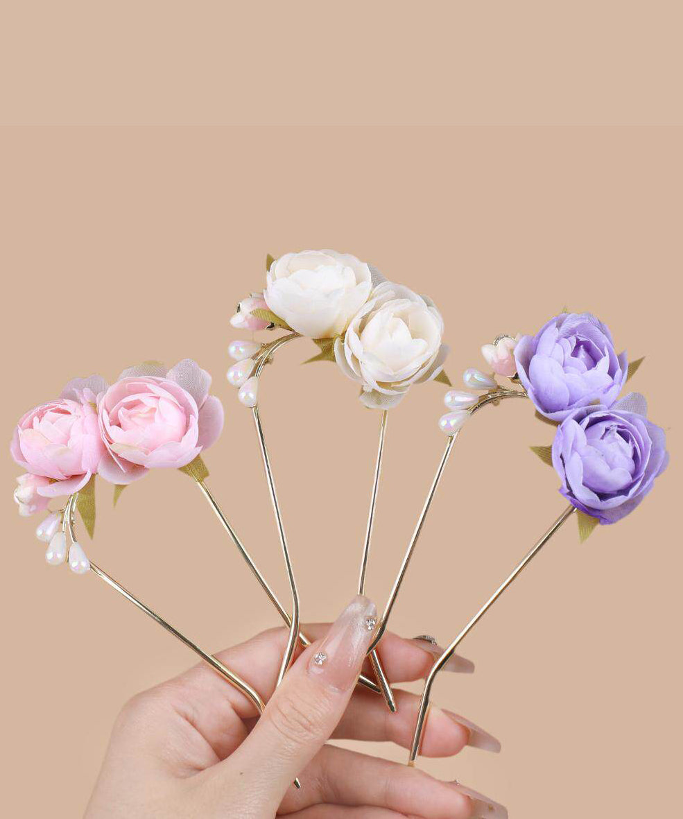 Stylish Alloy Crape Myrtle U-Shaped Hairpin Three-Piece Set