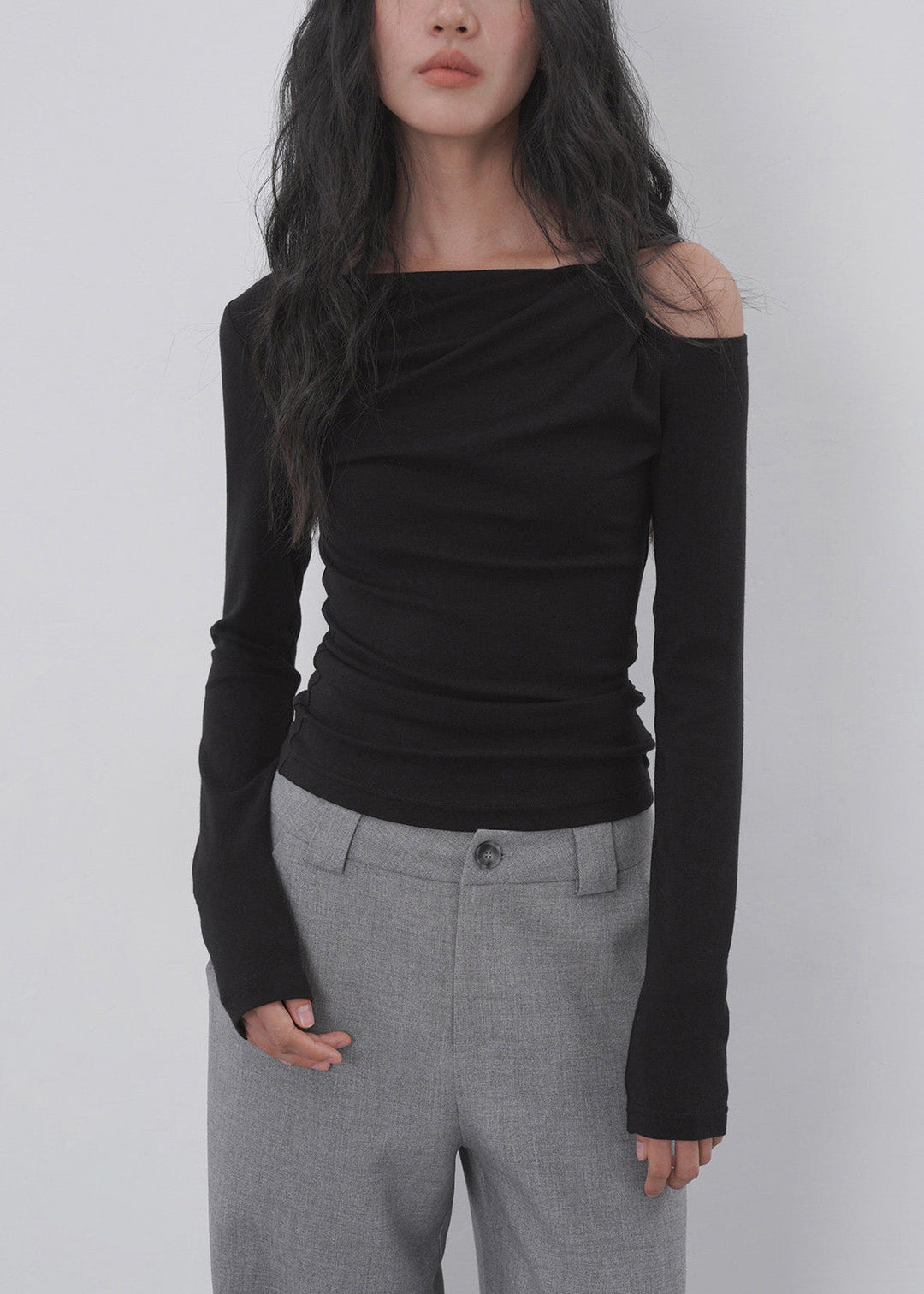 Stylish Apricot Cold Shoulder Patchwork Cotton Top Spring