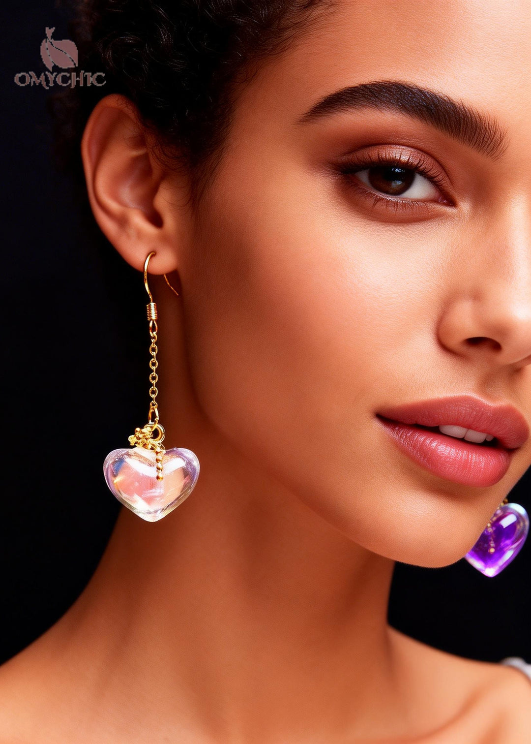 Stylish Asymmetric Design Heart-shaped Crystal Drop Earrings