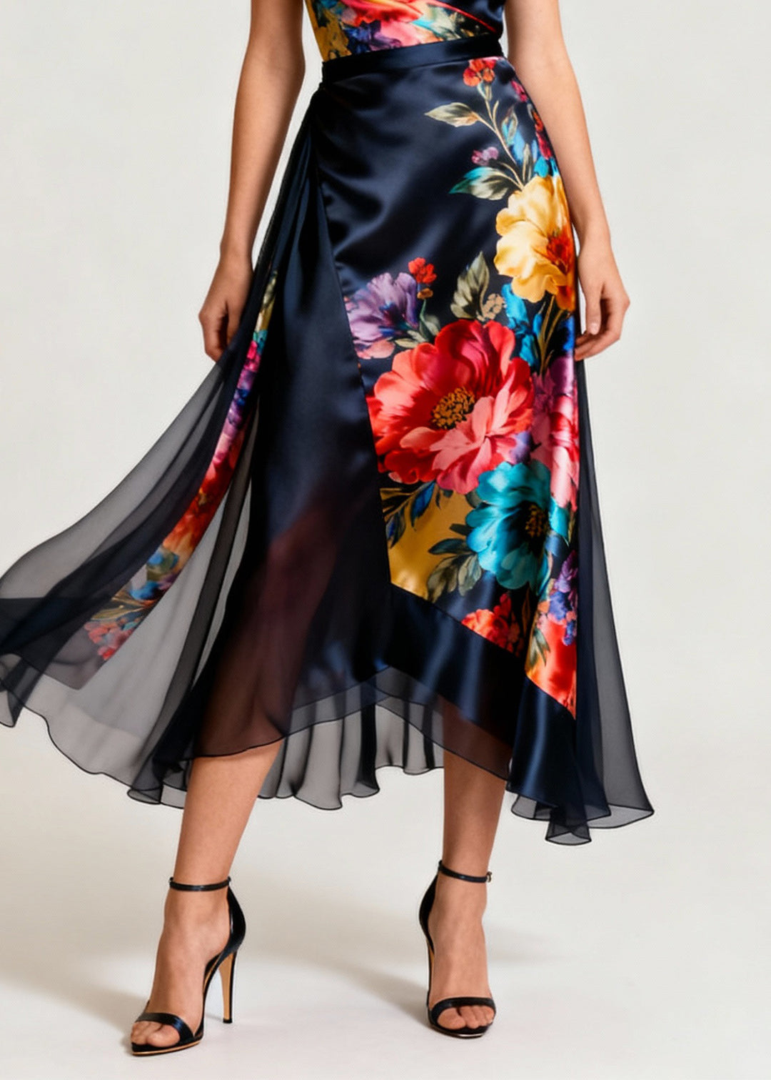 Stylish Asymmetrical Print Silk Spaghetti Strap Dresses Summer