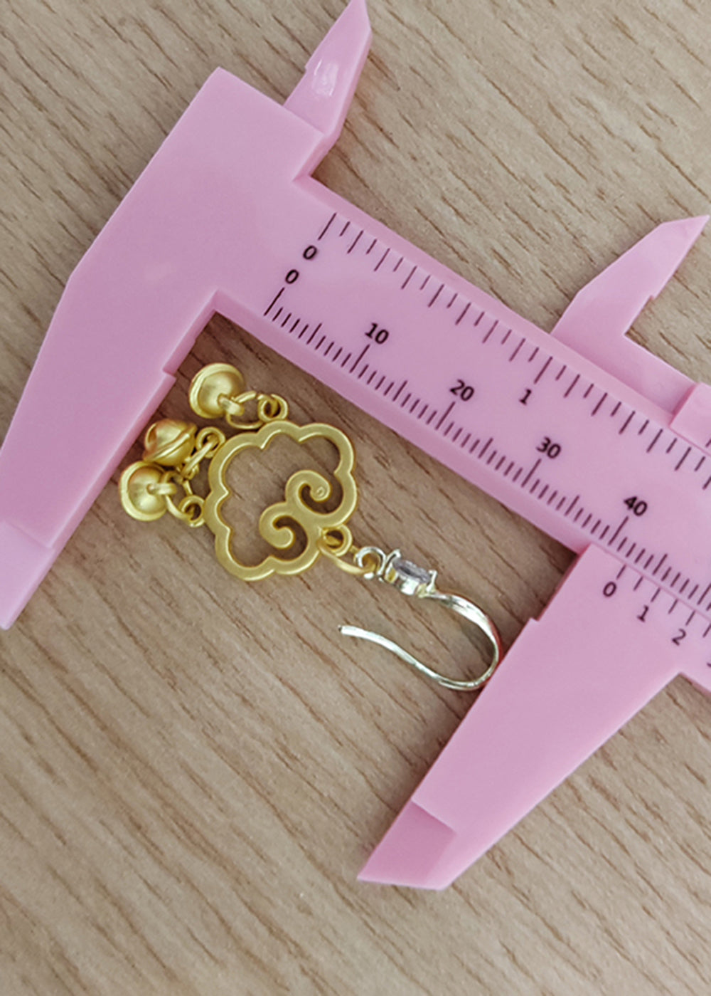 Stylish Auspicious Clouds Small Bell 14K Gold Drop Earrings - Omychic