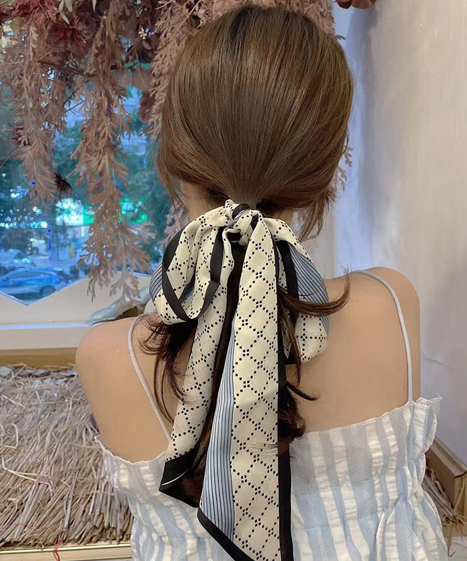 Stylish Beige Cloth Plaid Print Hair Band