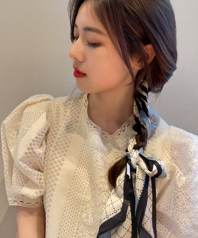Stylish Beige Cloth Plaid Print Hair Band