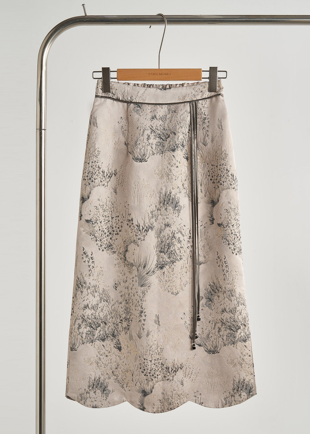 Stylish Beige Embroidered Jacquard Cotton Two Piece Set Fall