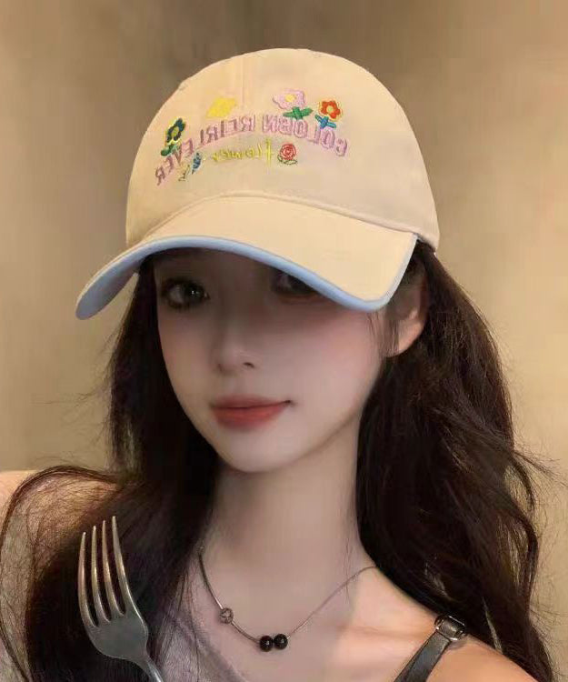Stylish Beige Embroideried Versatile Baseball Cap Hat