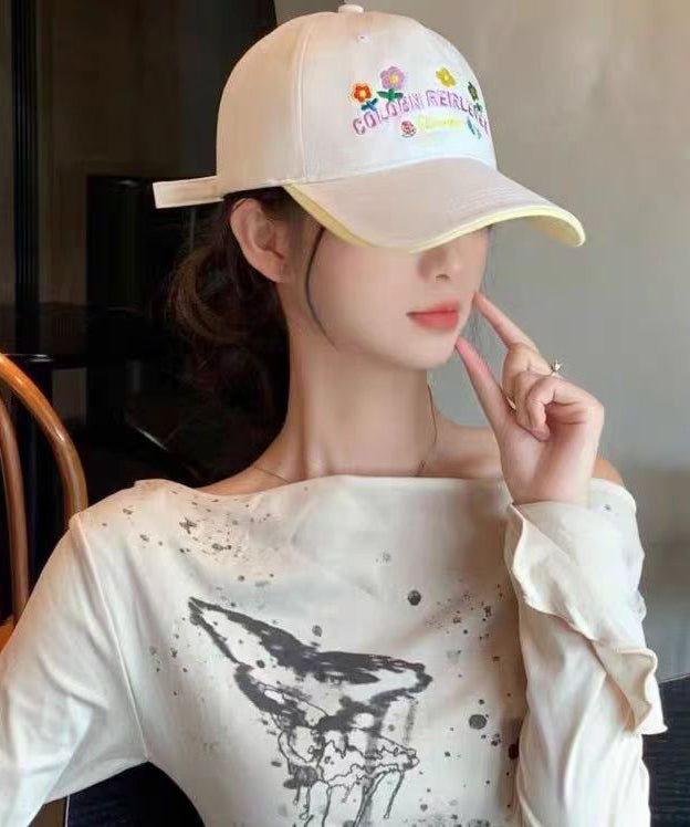 Stylish Beige Embroideried Versatile Baseball Cap Hat