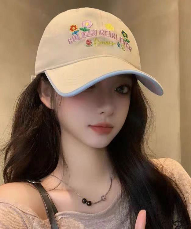 Stylish Beige Embroideried Versatile Baseball Cap Hat