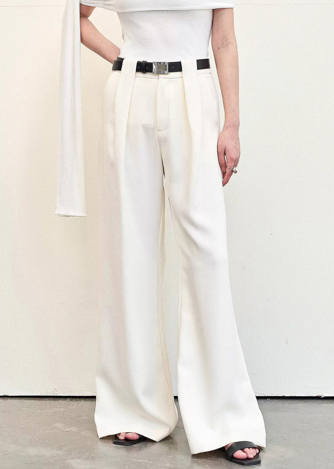 Stylish Beige Pockets High Waist Spandex Pants Summer