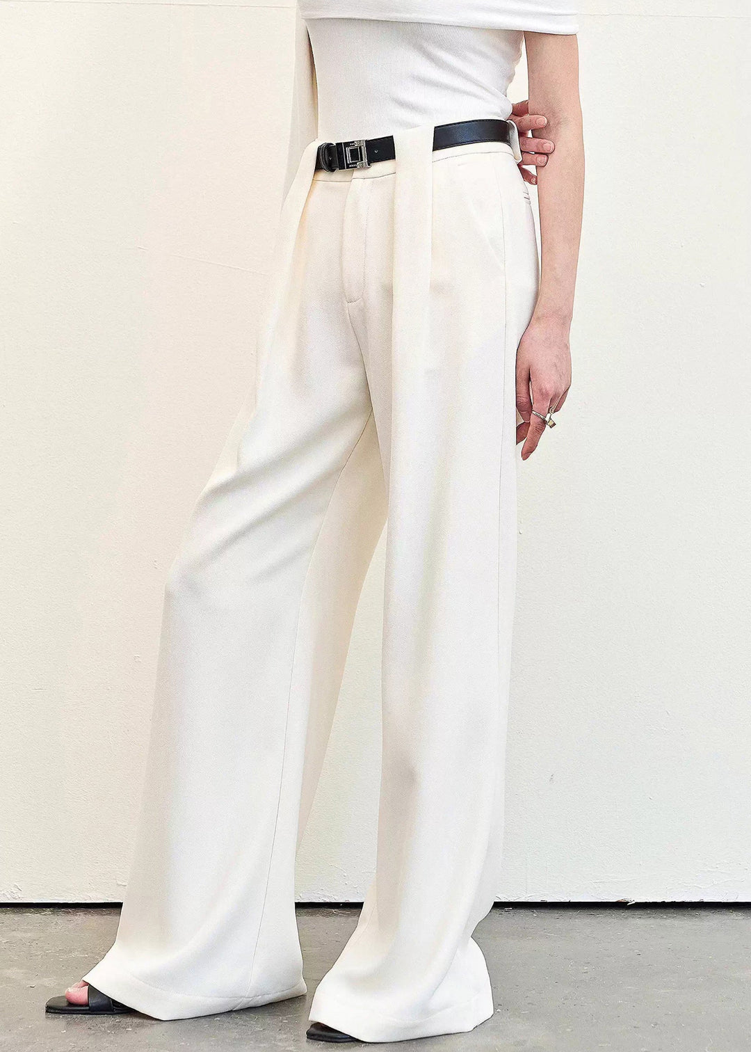 Stylish Beige Pockets High Waist Spandex Pants Summer