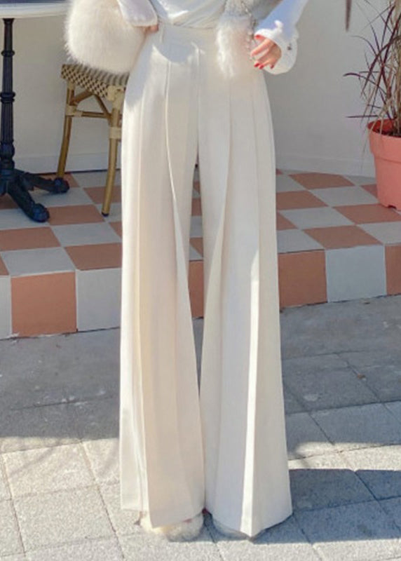 Stylish Beige Zippered High Waist Spandex Pants Fall