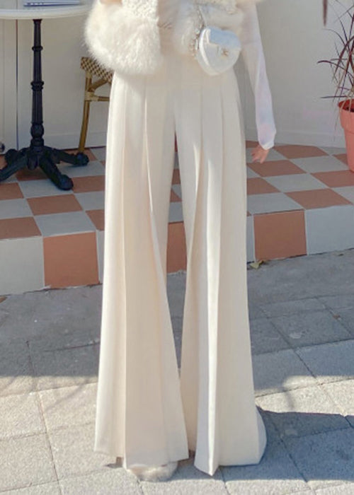 Stylish Beige Zippered High Waist Spandex Pants Fall