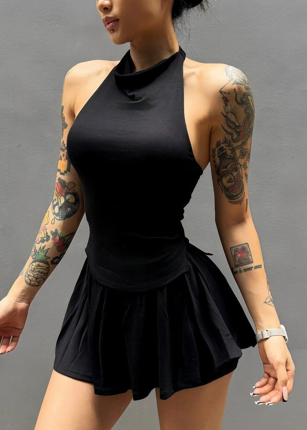 Stylish Black Backless Sport Yoga Set Outfits