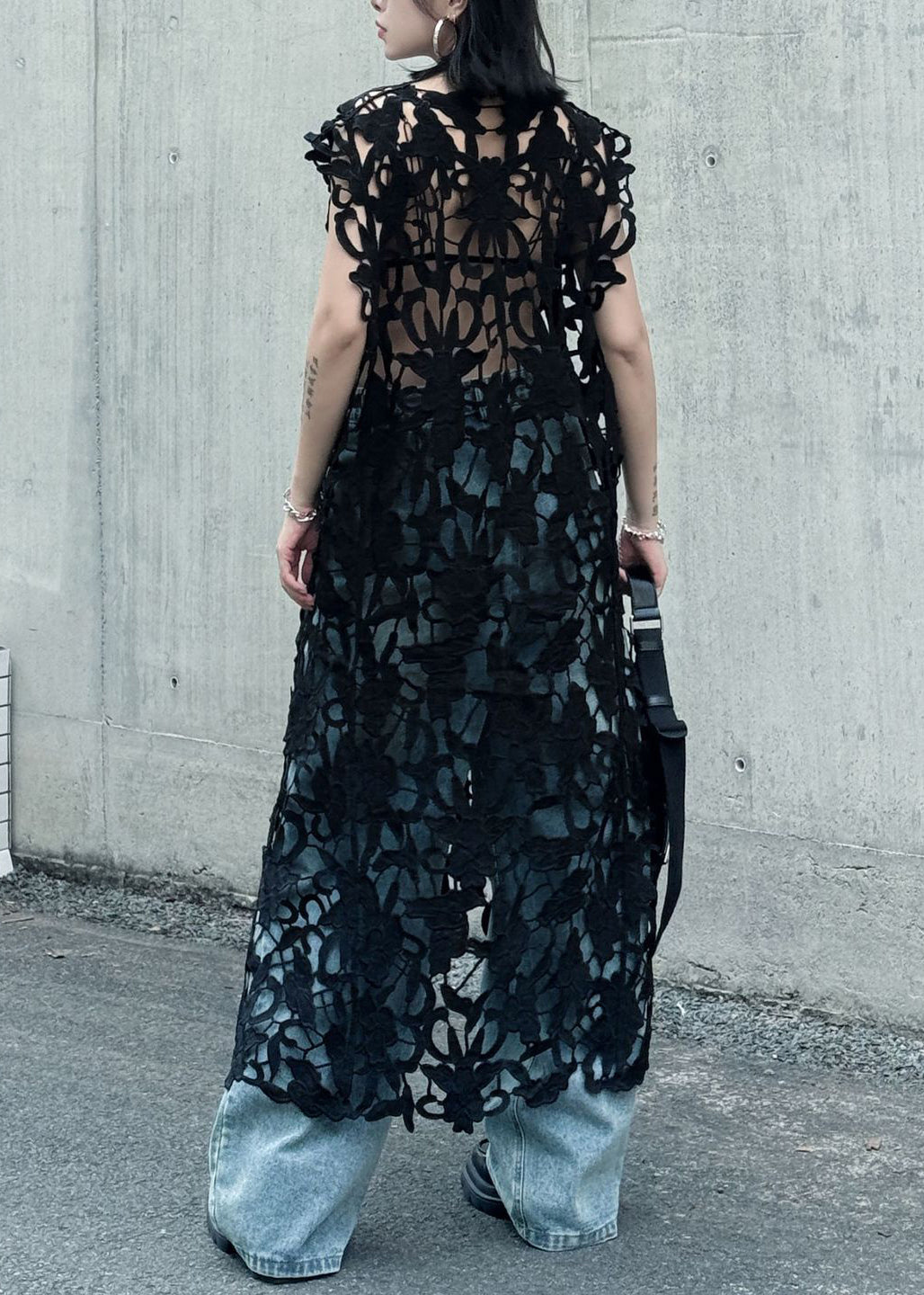 Stylish Black O Neck Hollow Out Lace Dresses Summer