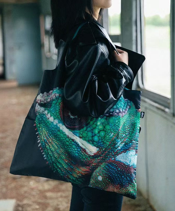 Stylish Black Print Large Capacity Nylon Shopping Bag