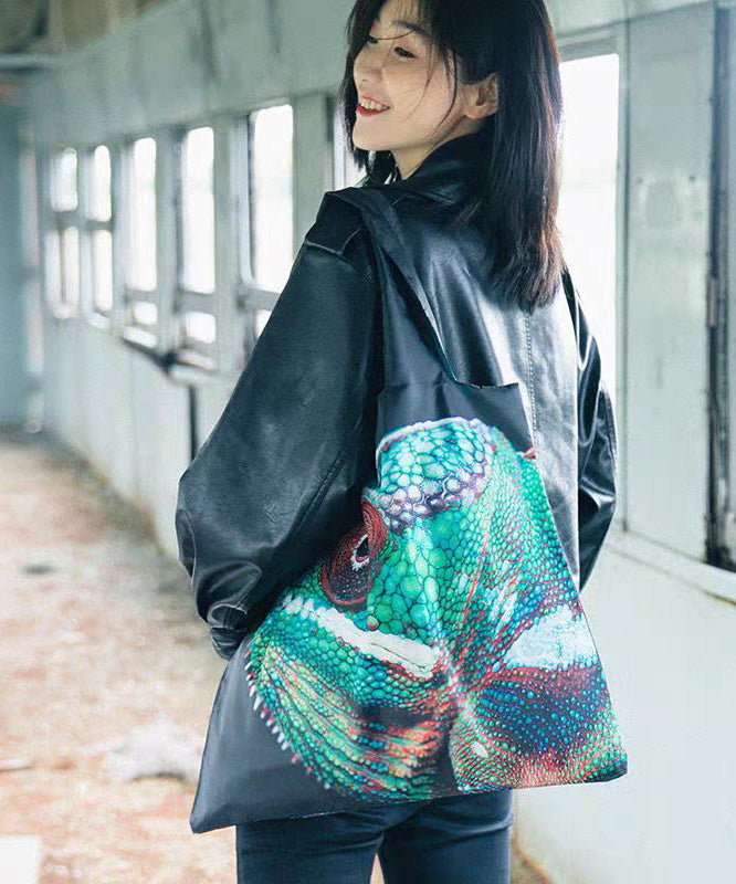 Stylish Black Print Large Capacity Nylon Shopping Bag