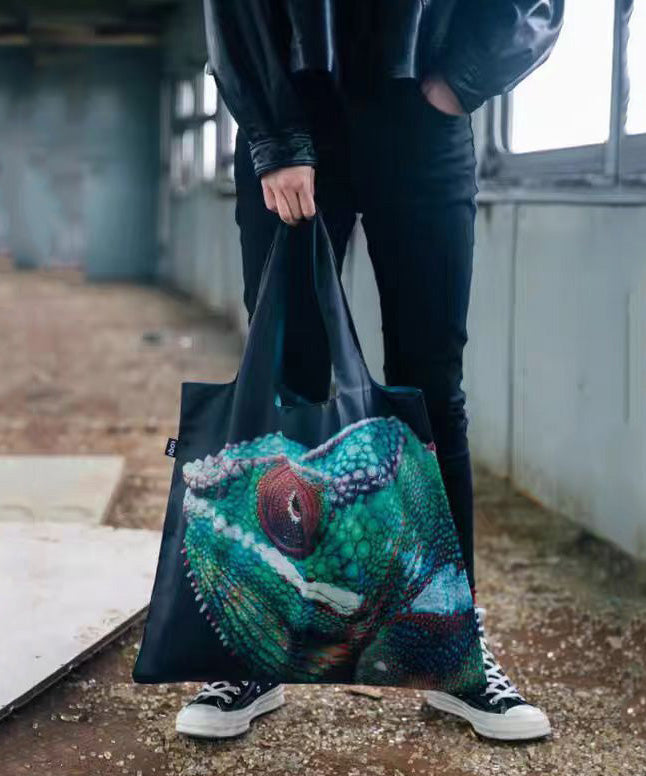 Stylish Black Print Large Capacity Nylon Shopping Bag