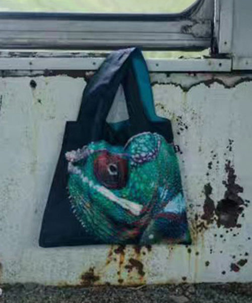 Stylish Black Print Large Capacity Nylon Shopping Bag