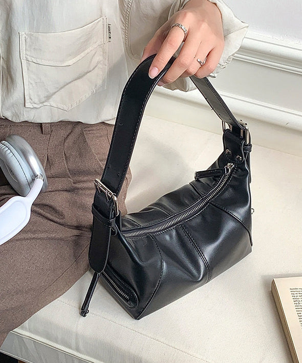 Stylish Black Solid Durable Faux Leather Shoulder Bags
