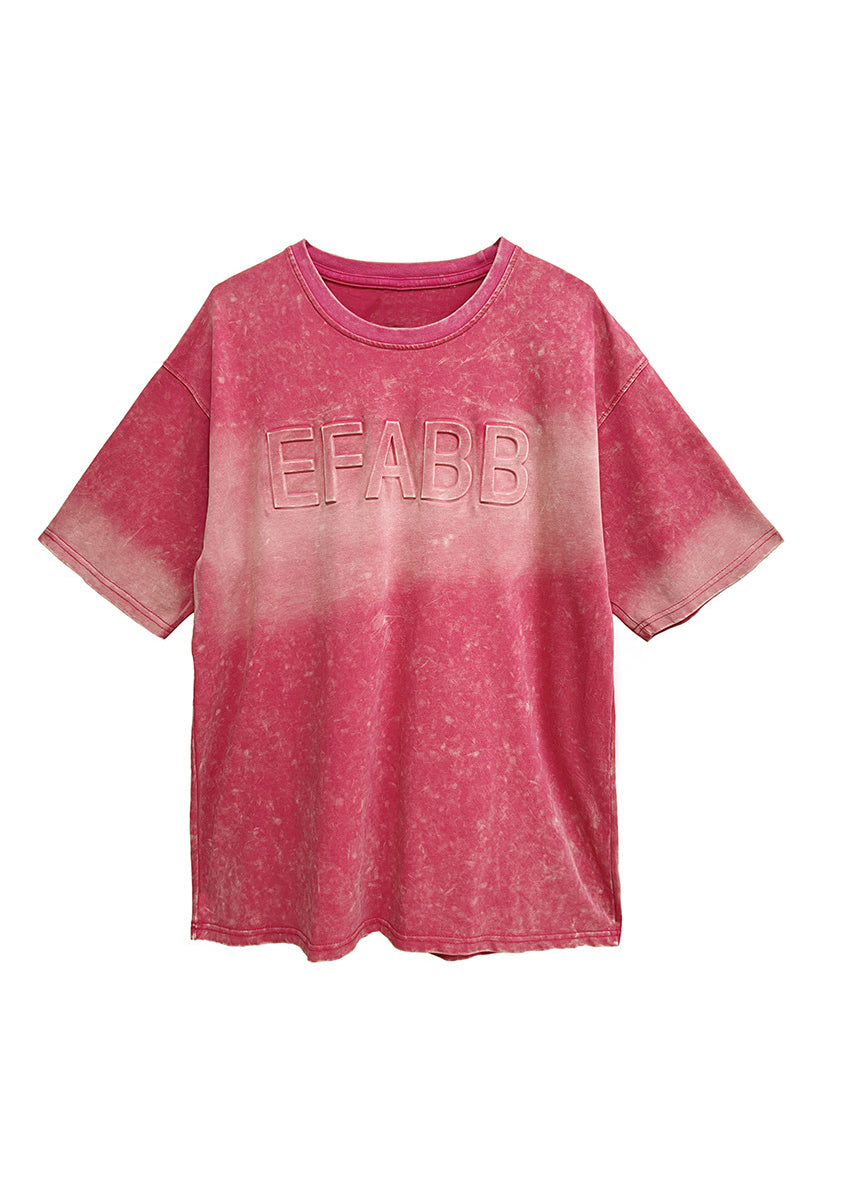 Stylish Black Tie Dye O Neck Print Cotton Top Summer - Omychic