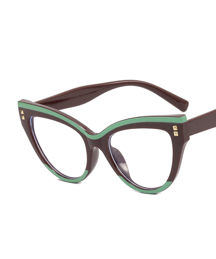 Stylish Black White Rivet Full Frame Reading Glasses