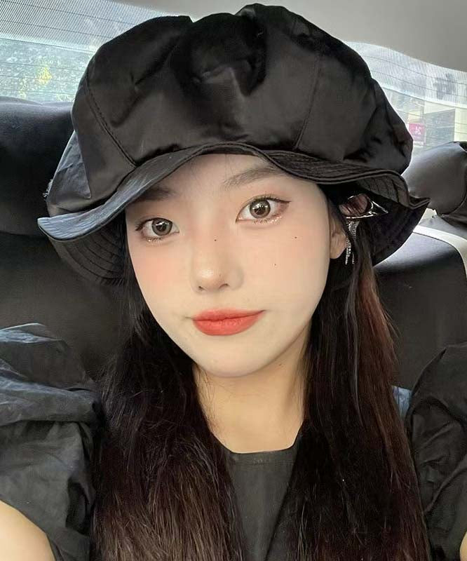 Stylish Black Wrinkled Versatile Beret Hat