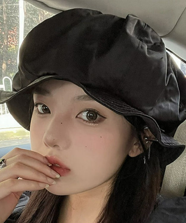 Stylish Black Wrinkled Versatile Beret Hat