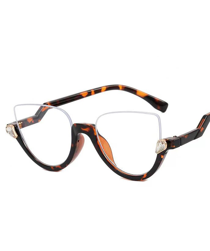 Stylish Black Zircon Half Rim Reading Glasses