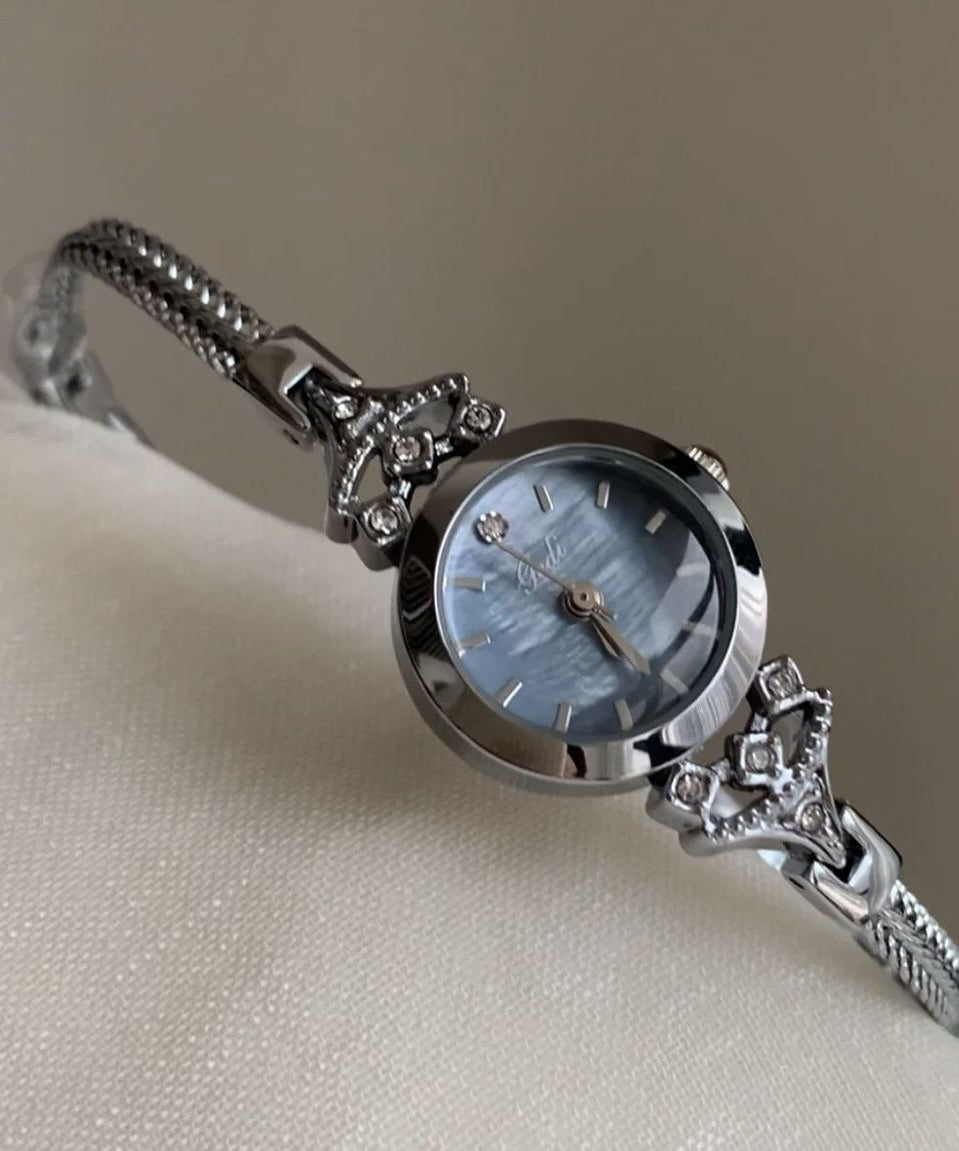 Stylish Blue Stainless Steel Tempered Glass Quartz Movement Watches