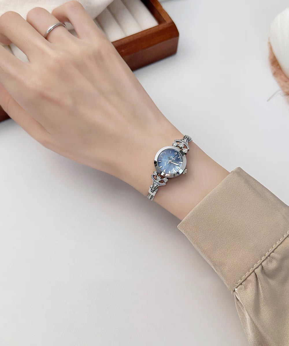 Stylish Blue Stainless Steel Tempered Glass Quartz Movement Watches