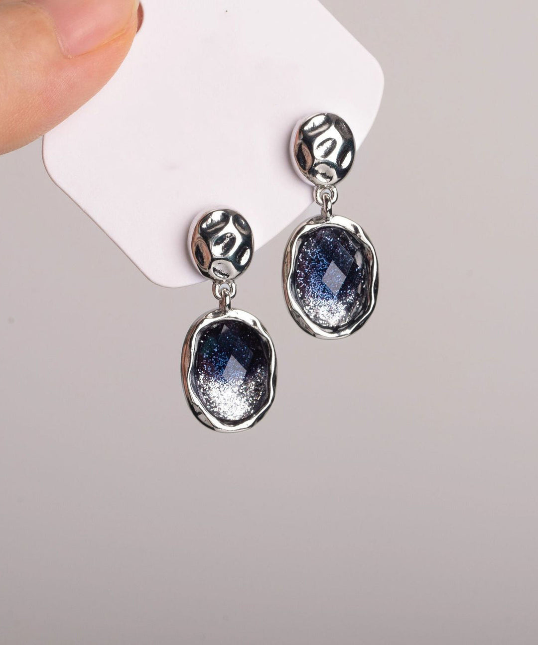 Stylish Blue Sterling Silver Alloy Starry Sky Stud Earrings