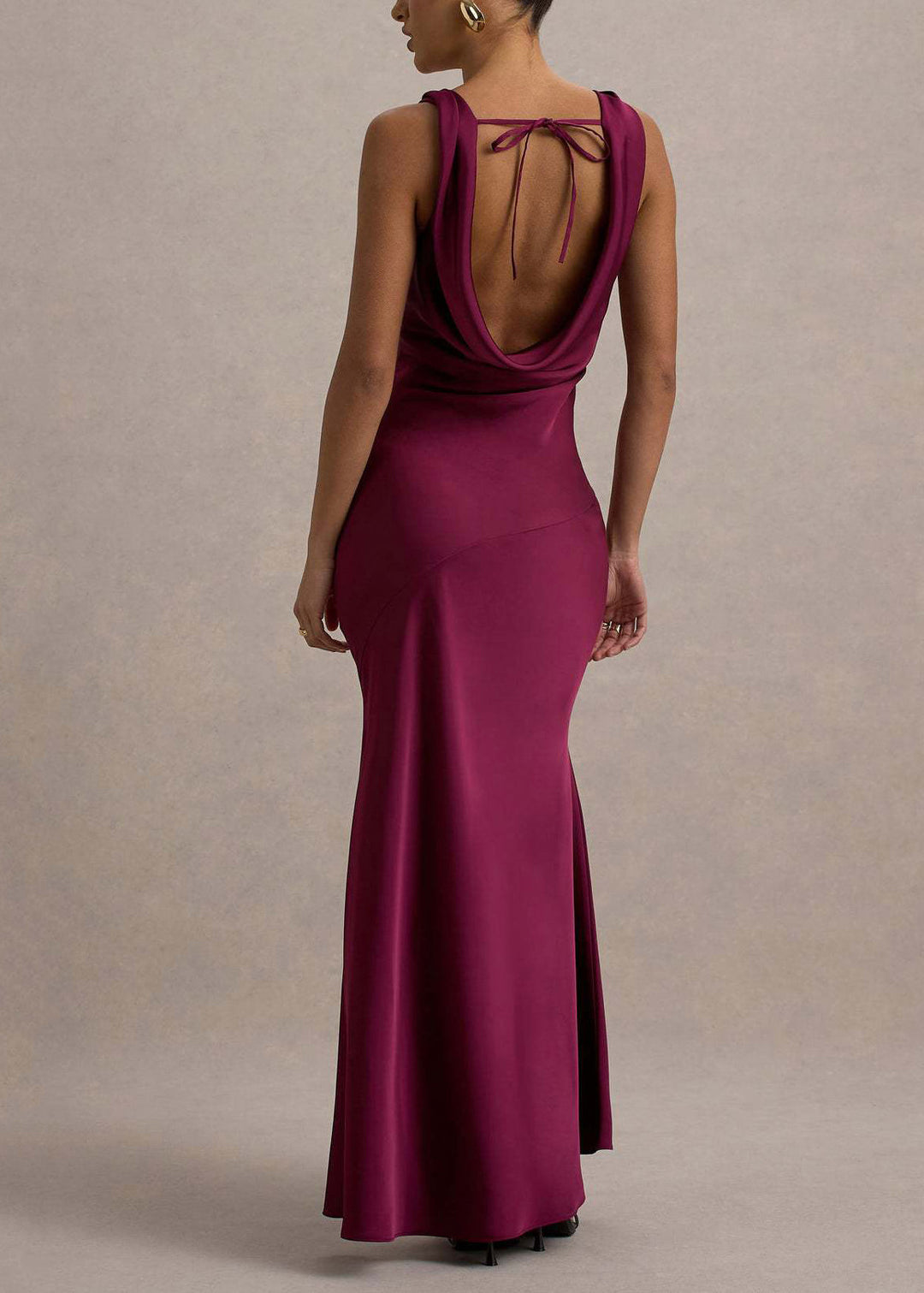 Stylish Blue Turtle Neck Wraped Backless Party Dress