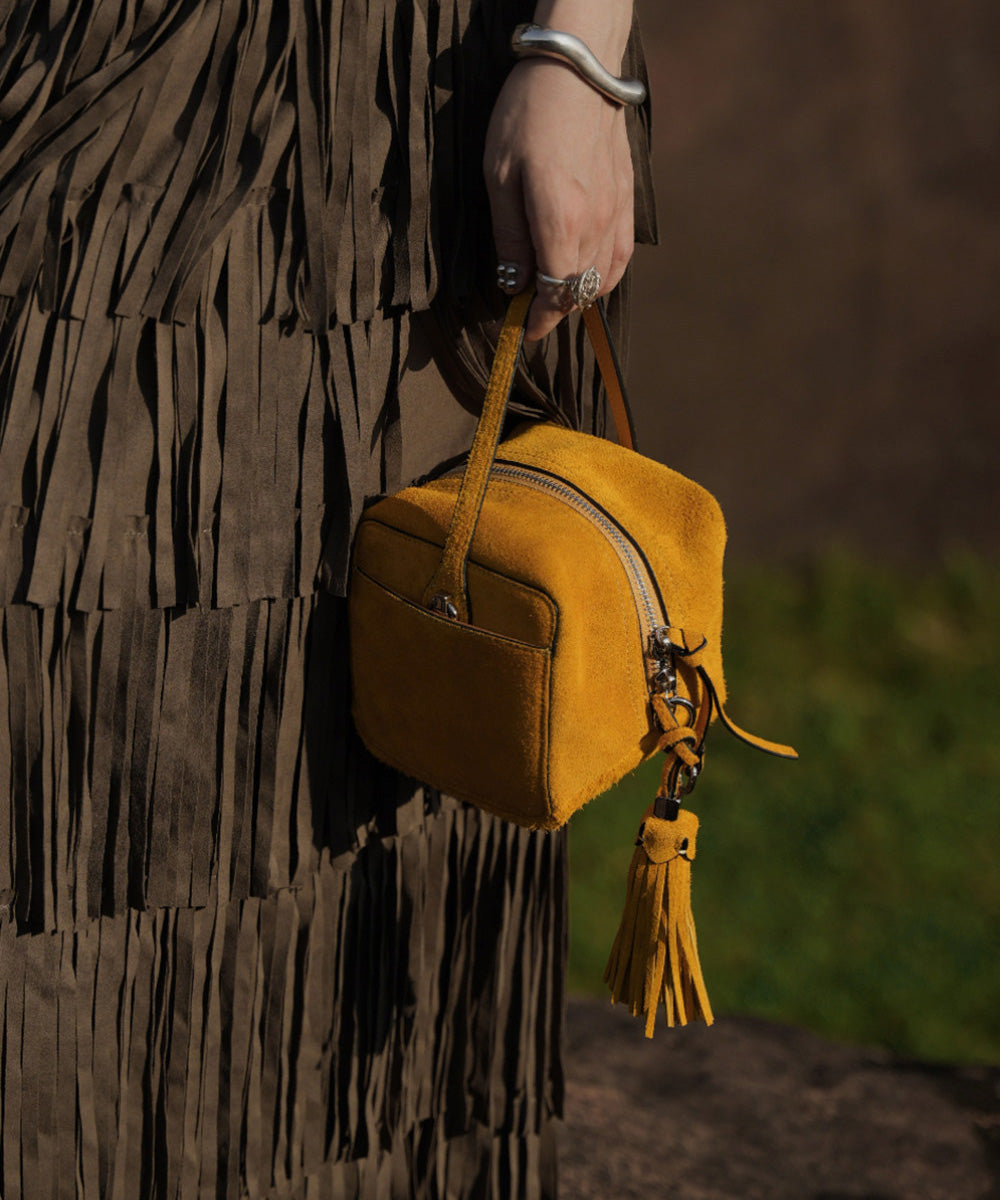 Stylish Brown Tassel Versatile Suede Mini Bag