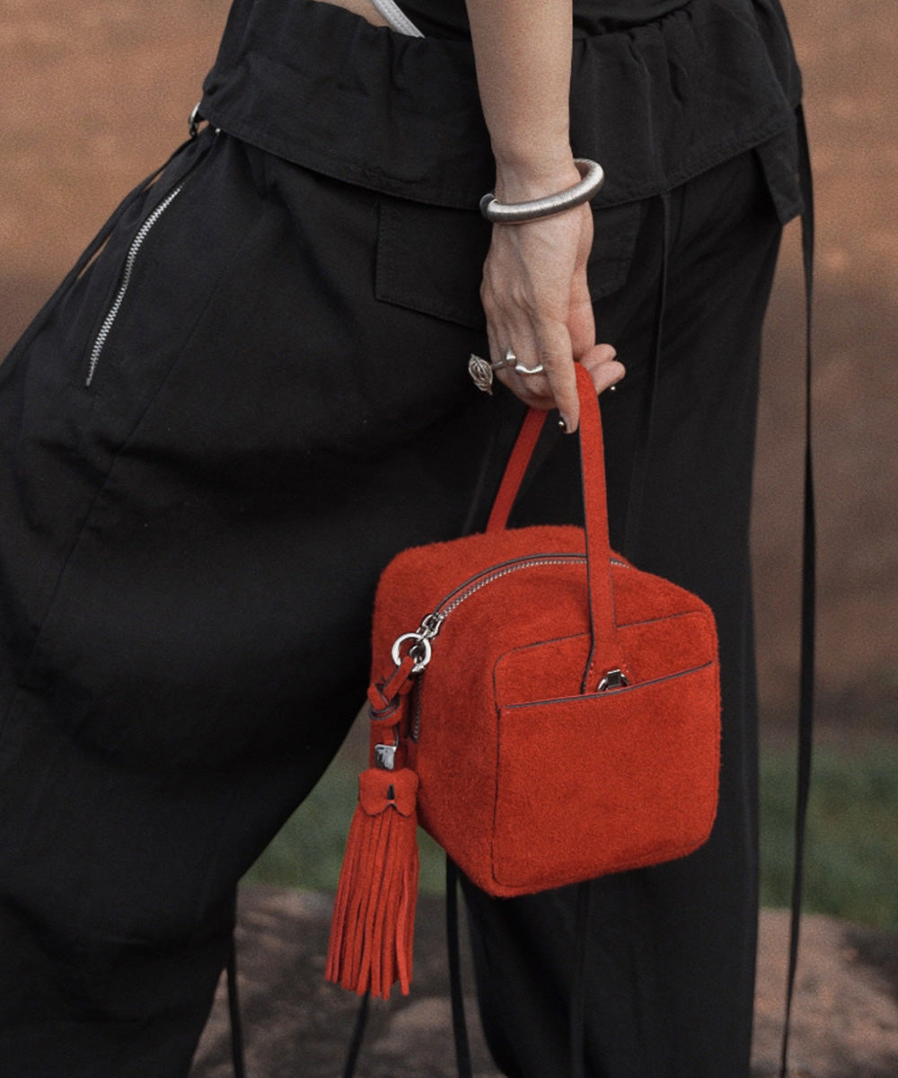 Stylish Brown Tassel Versatile Suede Mini Bag