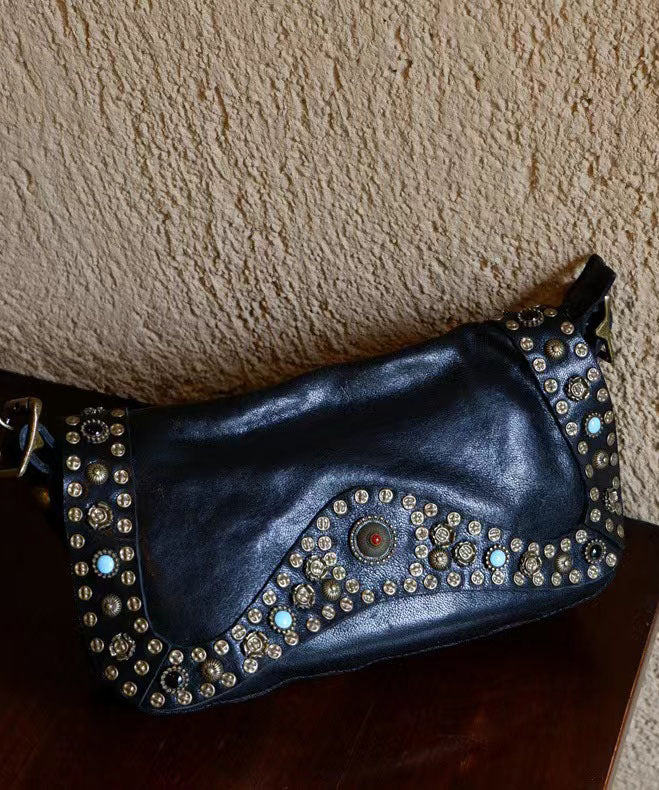 Stylish Chocolate Rivet Solid Durable Leather Women Shoulder Bags