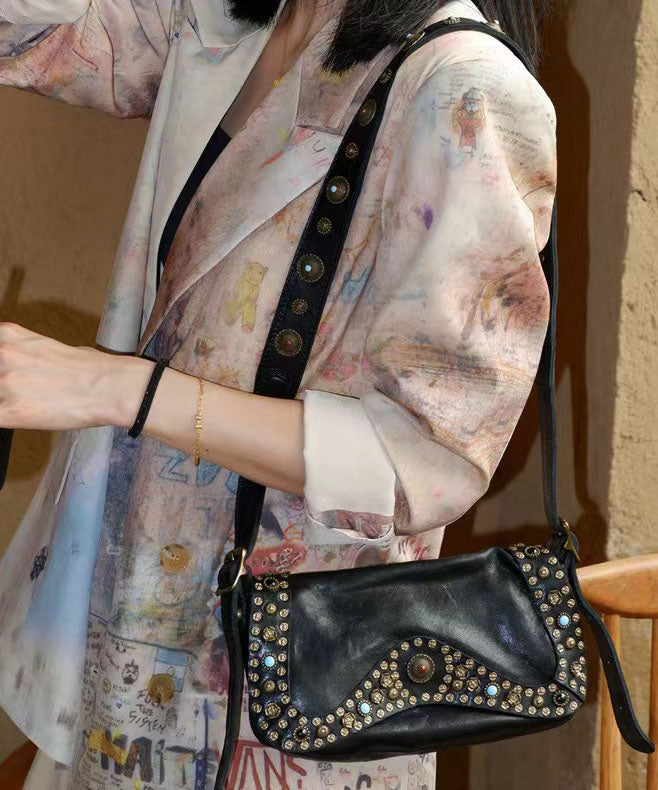 Stylish Chocolate Rivet Solid Durable Leather Women Shoulder Bags
