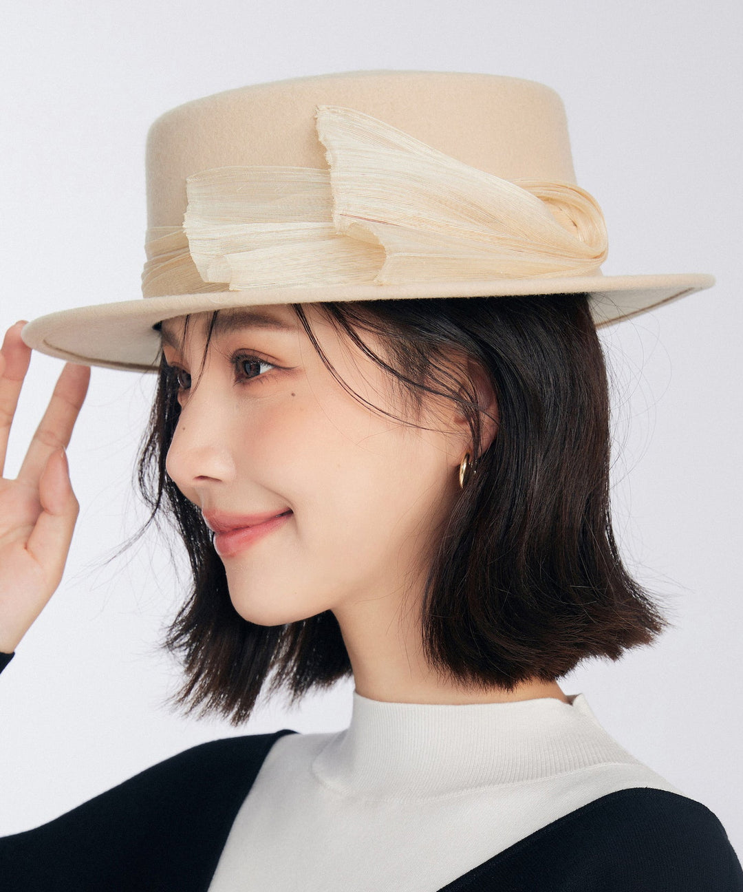 Stylish Classy Black Decorated Versatile Woolen Cloche Hat
