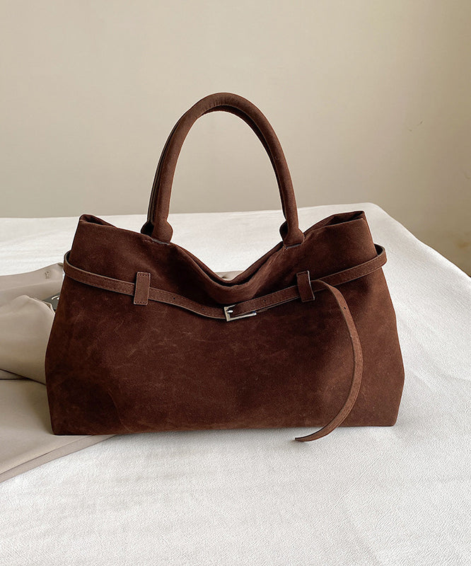 Stylish Coffee Large Capacity Suede Tote Bag