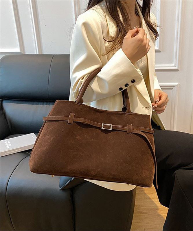 Stylish Coffee Large Capacity Suede Tote Bag