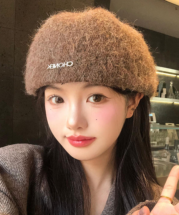 Stylish Coffee Versatile Cozy Knit Beret Hat