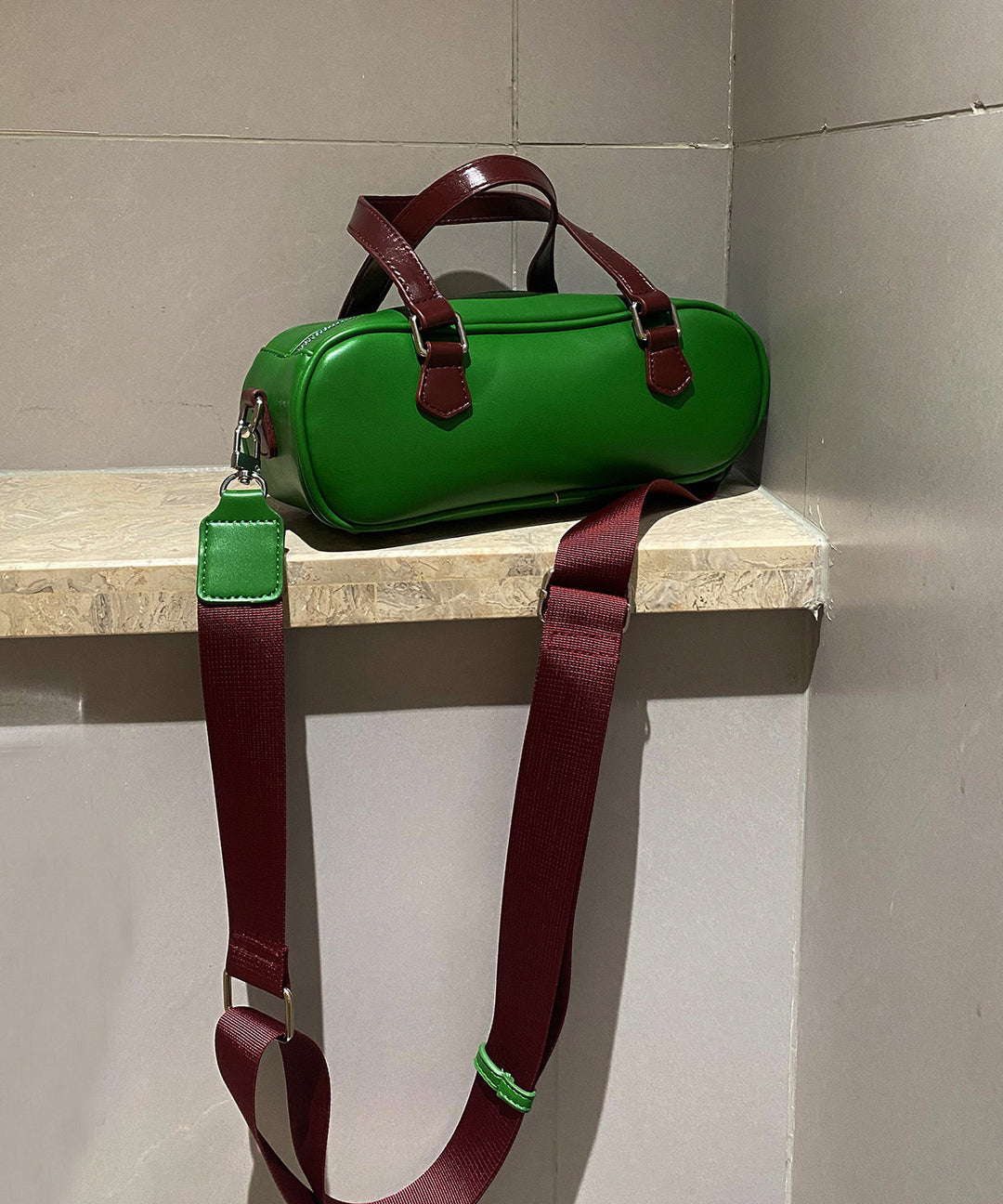 Stylish Colorblock Faux Leather CrossBody Bag