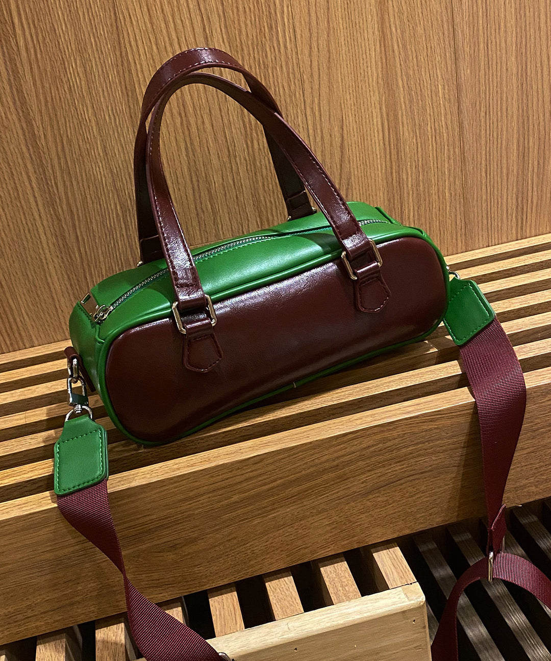 Stylish Colorblock Faux Leather CrossBody Bag