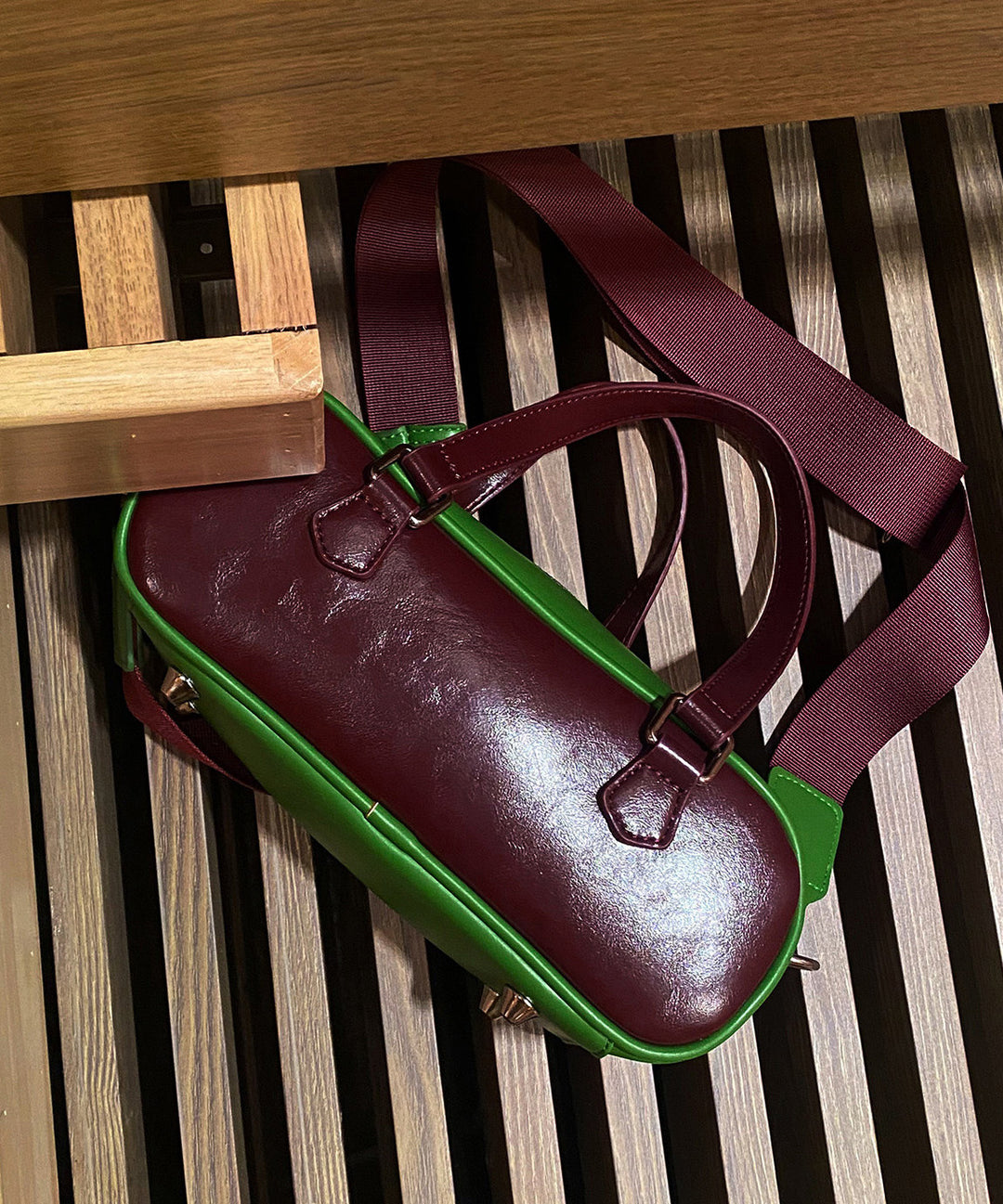 Stylish Colorblock Faux Leather CrossBody Bag