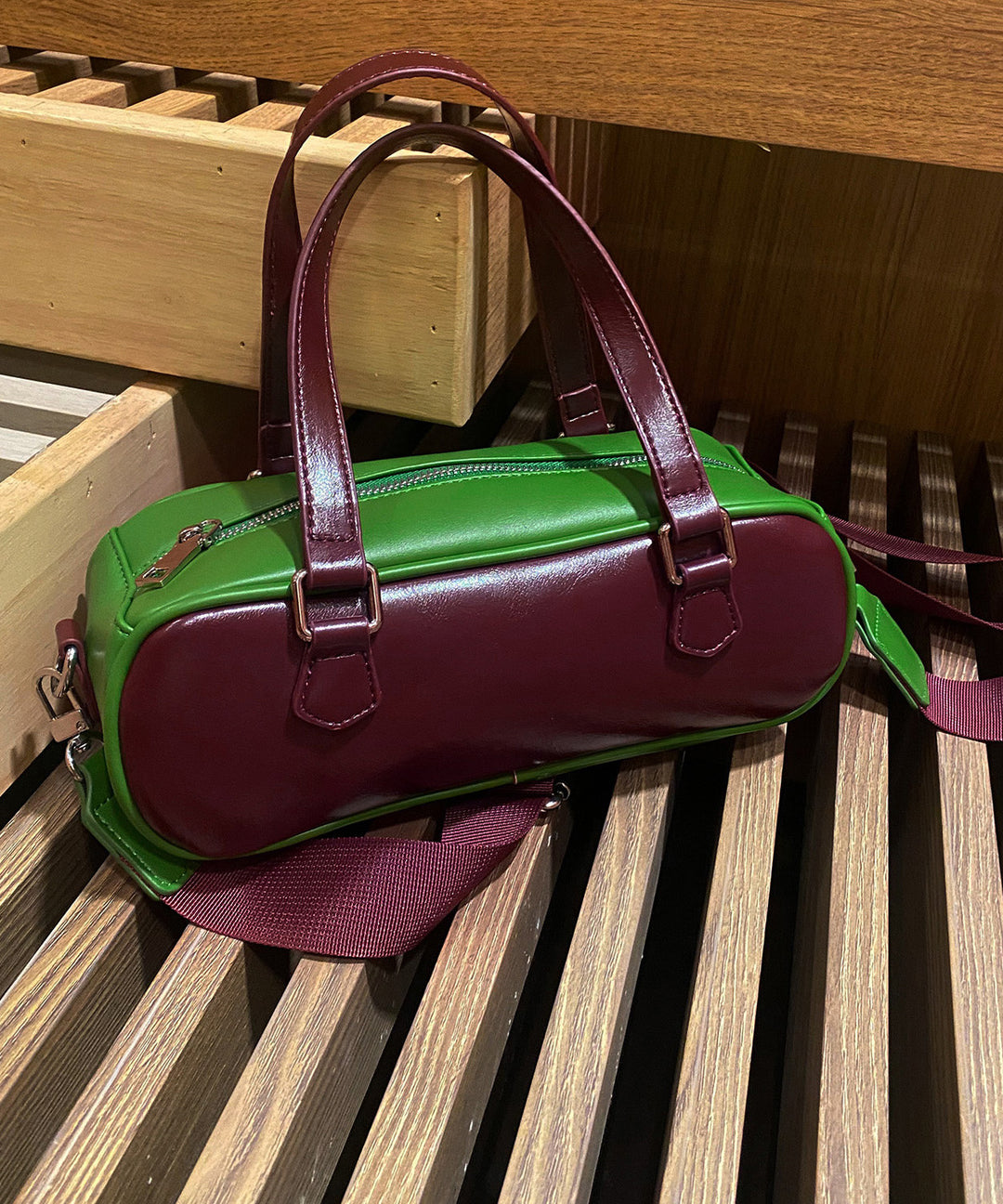 Stylish Colorblock Faux Leather CrossBody Bag