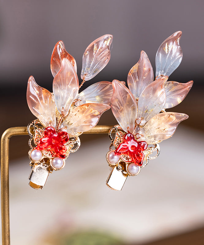 Stylish Copper Alloy Colored Glaze Pearl Koi Fish A Pair Girls Hairpin